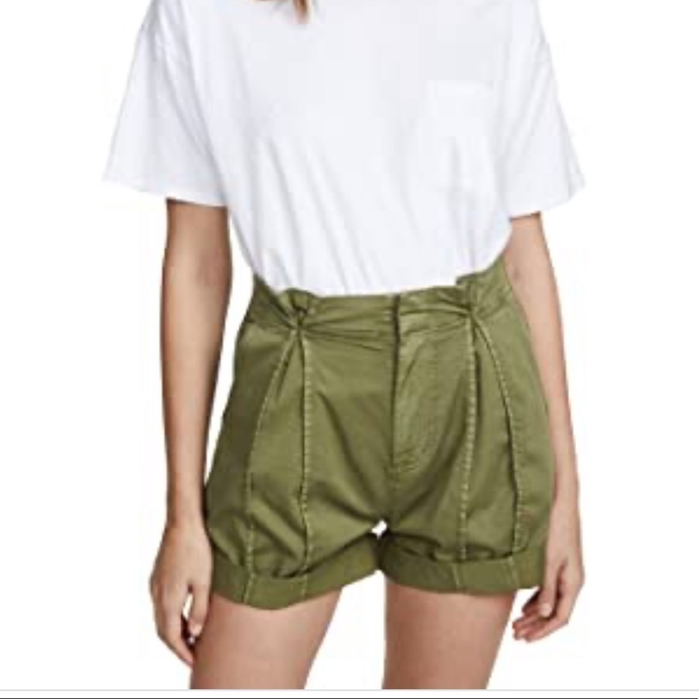 JOIE Xandria olive green paper bag high waist shorts - Picture 6 of 12